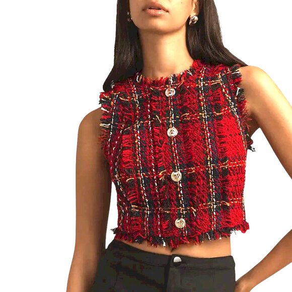 Walter Baker Dara Tweed Top Size L With Tags - Picture 1 of 8